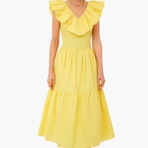 Tuckernuck Hyacinth House Yellow Ruffle Josie Dress size S NWT